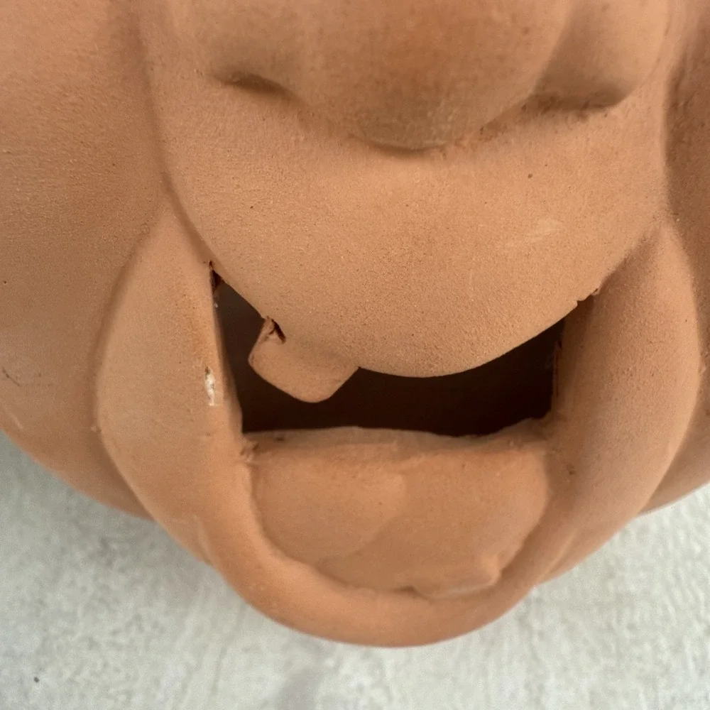 Vintage Terracotta Pumpkin Jack O Lantern Votive 6
